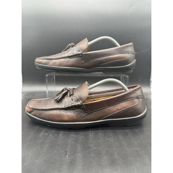 Johnston & Murphy J&M Brown Leather Tassel Loafer Slip-On Shoes Men's 10M - Picture 2 of 8